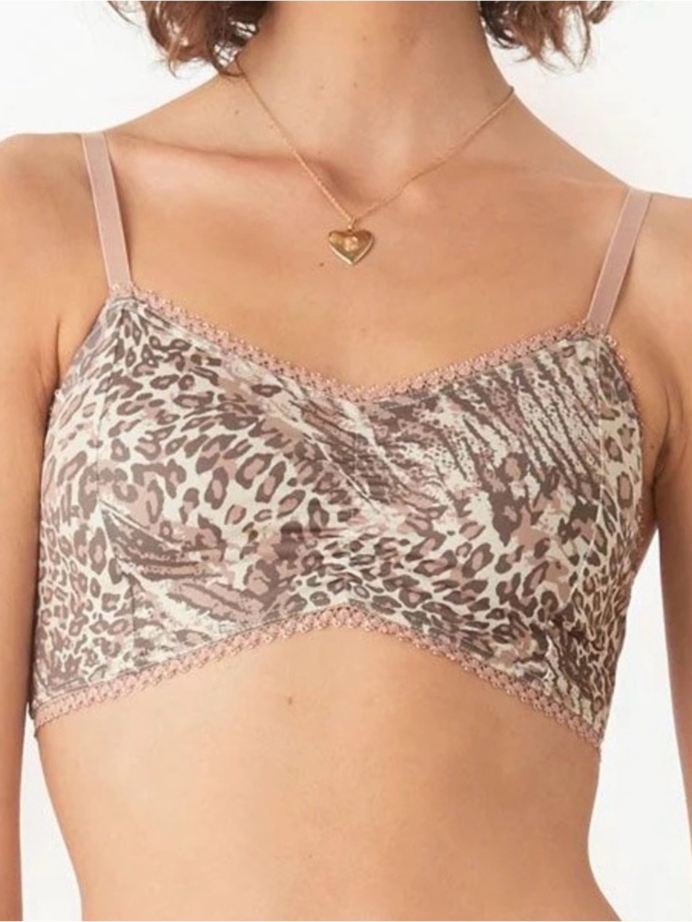 Like New // Spell Leopard-Print Soft Bralette in Blush Taupe XL